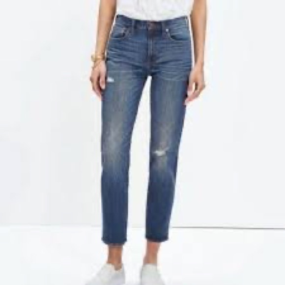 Madewell Blue Straight Ankle/Cropped Distressed Jeans  Size:26 - Picture 1 of 11